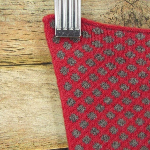 Cashmer Italy Gray/Red Polka Dot Scarf - Picture 9 of 12